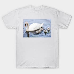 Mother Mute Swan and her Four Cygnets T-Shirt